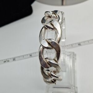 Silver large link heavy chunky bracelet 6.5"